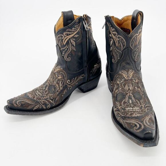 Old Gringo Black Dulce Calavera Sugar Skull Western Cowgirl Short Boot size 7.5 - Picture 1 of 12